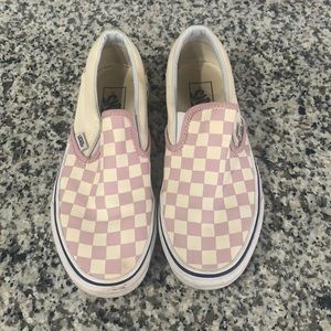 Vans size 8 women’s pink and white checkered